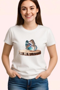 Tricou Fluture pe buturuga stil rustic cu nuante naturale Copii | Dama | Barbat Barbat - Img 3