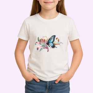 Tricou Fluture pe crin roz compozitie romantica florala Copii | Dama | Barbat Barbat - Img 4