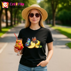 Tricou Fluture pe felii de lamaie desen decorativ estival Copii | Dama | Barbat Barbat - Img 22