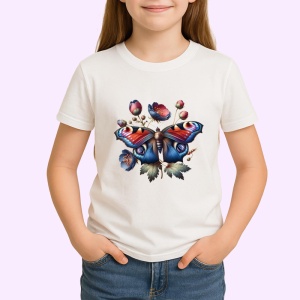Tricou Fluture pe maci colorati compozitie florala vintage Copii | Dama | Barbat Barbat - Img 4