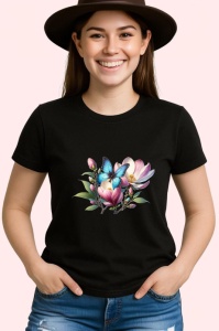 Tricou Fluture pe magnolie roz si alb grafica pastelata Copii | Dama | Barbat Barbat - Img 7