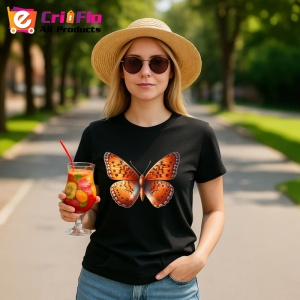 Tricou Fluture portocaliu cu negru stil monarch realist Copii | Dama | Barbat Barbat - Img 23