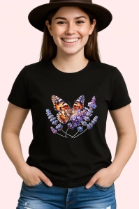 Tricou Fluture portocaliu pe lavanda detaliu floral delicat Copii | Dama | Barbat Barbat - Img 7