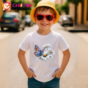 Tricou Fluture portocaliu pe margarete decor floral natural Copii | Dama | Barbat Barbat - Img 13