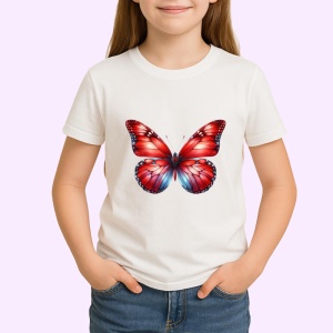 Tricou Fluture rosu aprins cu detalii in degrade spectaculos Copii | Dama | Barbat Barbat - Img 3