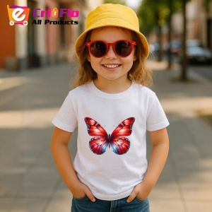 Tricou Fluture rosu aprins cu detalii in degrade spectaculos Copii | Dama | Barbat Barbat - Img 14