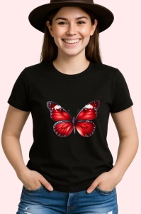 Tricou Fluture rosu cu detalii albe design elegant intens Copii | Dama | Barbat Barbat - Img 7