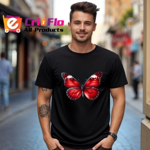 Tricou Fluture rosu cu detalii albe design elegant intens Copii | Dama | Barbat Barbat - Img 18