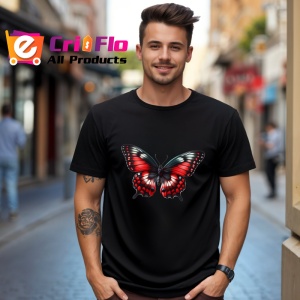 Tricou Fluture rosu si negru in stil monarch realist Copii | Dama | Barbat Barbat - Img 17