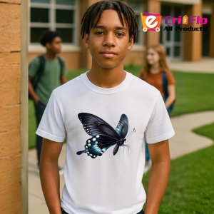 Tricou Fluture rosu si negru model clasic intens si simetric 2 Copii | Dama | Barbat Barbat - Img 8