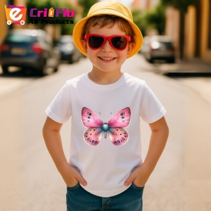 Tricou Fluture roz cu corp turcoaz grafica delicata si jucausa Copii | Dama | Barbat Barbat - Img 13