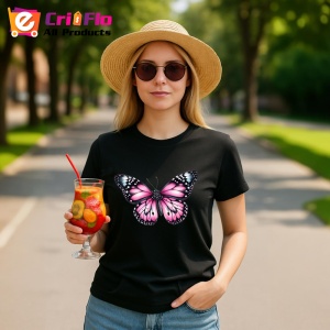 Tricou Fluture roz cu negru stil pastel intens contrastant Copii | Dama | Barbat Barbat - Img 22