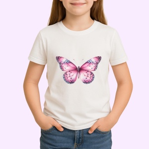 Tricou Fluture roz deschis cu aripi diafane pastel Copii | Dama | Barbat Barbat - Img 4