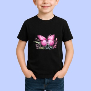 Tricou Fluture roz pe crenguta cu frunze stil feminin delicat Copii | Dama | Barbat Barbat - Img 6