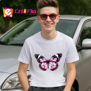 Tricou Fluture roz si negru cu detalii feminine si contrastante Copii | Dama | Barbat Barbat - Img 8