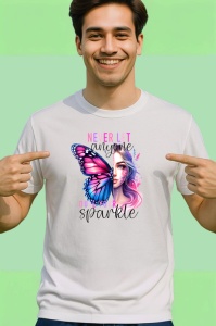 Tricou Fluture si femeie pastel mesaj motivational never let anyone dull your sparkle Copii | Dama | Barbat Barbat - Img 2