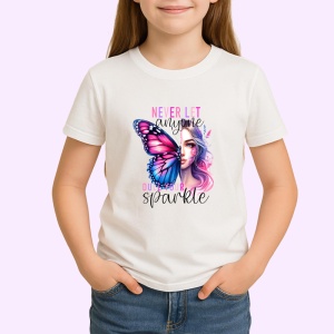 Tricou Fluture si femeie pastel mesaj motivational never let anyone dull your sparkle Copii | Dama | Barbat Barbat - Img 3