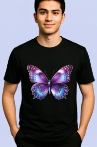 Tricou Fluture violet intens cu margini mov design regal Copii | Dama | Barbat Barbat - Img 5