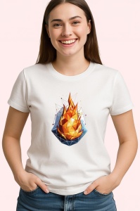 Tricou Foc Flacara Geometrica Portocalie, Copii | Dama | Barbat