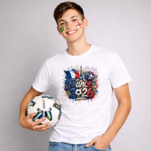 Tricou France World Cup 2026 Fifa, din bumbac 100%, tricou alb, Copii | Dama | Barbat - Img 2