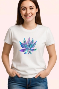 Tricou Frunza artistica in degradee albastru violet Copii | Dama | Barbat - Img 3