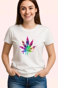 Tricou Frunza cannabis stil graffiti culori neon Copii | Dama | Barbat - Img 3