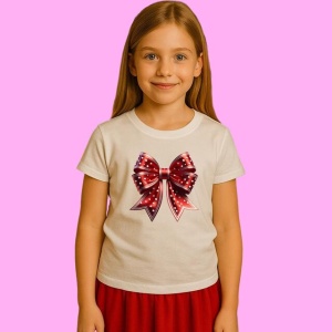 Tricou Funda Rosie Cu Buline Albe 4, din bumbac 100%, tricou alb, Copii | Dama | Barbat