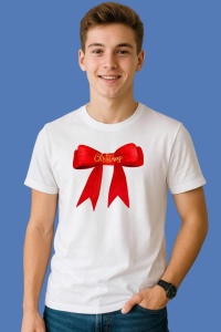 Tricou Funda Rosie Cu Text Christmas, din bumbac 100%, tricou alb, Copii | Dama | Barbat