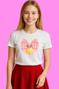 Tricou Funda Roz Carouri Cu Clopotel, din bumbac 100%, tricou alb, Copii | Dama | Barbat - Img 3