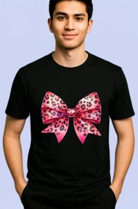 Tricou Fundita roz intens cu imprimeu leopard stil modern glam Copii | Dama | Barbat Barbat - Img 5