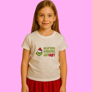 Tricou Funny All Of Your Sweaters Are Ugly Grinchmas Cricut, din bumbac 100%, tricou alb, Copii | Dama | Barbat - Img 2