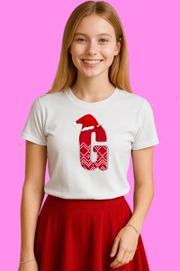 Tricou G Litera Rosie Cu Caciulita Si Inimioare Albe, din bumbac 100% Copii | Dama | Barbat - Img 2