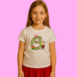 Tricou G Litere Craciun Cu Mos Si Grinch, din bumbac 100% Copii | Dama | Barbat - Img 3