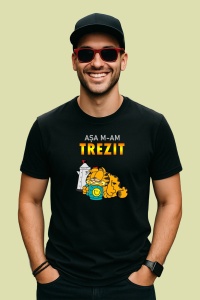 Tricou Garfield Dimineata, din bumbac 100%, tricou negru, Dama | Barbat - Img 2