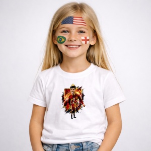 Tricou Gavi Spain World Cup Fifa 2026, din bumbac 100%, tricou alb, Copii | Dama | Barbat - Img 2