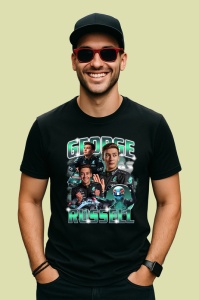 Tricou George Russell Imagine Echipa Mercedes Colaj, Copii | Dama | Barbat , tricou negru - Img 4