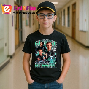 Tricou George Russell Poster Colaj Echipa Mercedes Formula 1, Copii | Dama | Barbat - Img 5