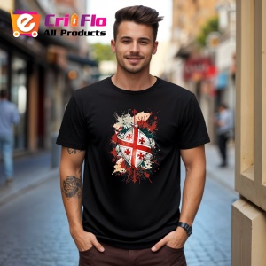 Tricou Georgia Steag Splash Art, Copii | Dama | Barbat, culoare negru - Img 4