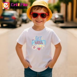 Tricou Get Well Soon Font Colorat Inimi V2, din bumbac 100% , tricou alb pentru Copii | Dama | Barbat - Img 4