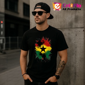Tricou Ghana Steag Splash Art, Copii | Dama | Barbat, culoare negru - Img 7