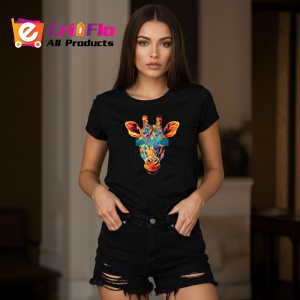 Tricou Girafa Colorata Stil Poligonal, Copii | Dama | Barbat, culoare negru - Img 10