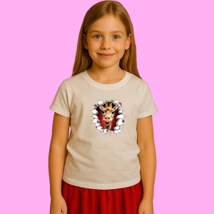 Tricou Girafa Cu Fundal Rosu Craciun 3, din bumbac 100% Copii | Dama | Barbat