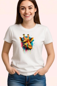 Tricou Girafa portocalie si albastra pop art exotic Copii | Dama | Barbat - Img 3