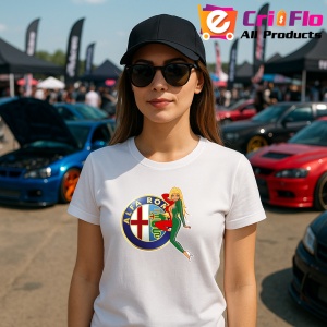Tricou Girl Cu Logo Alfa Romeo | Unisex Dama si Barbat - Img 3