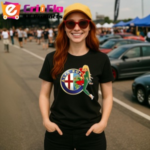 Tricou Girl Cu Logo Alfa Romeo | Unisex Dama si Barbat