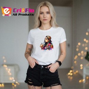 Tricou girl leopard jacket iced coffee, fata cu geaca leopard si cafea cu gheata, Copii | Dama | Barbat - Img 11