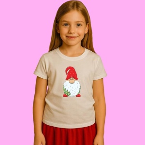 Tricou Gnome Barba Alba Simplu, din bumbac 100%, tricou alb, Copii | Dama | Barbat - Img 1