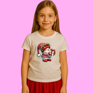 Tricou Gnome Cu Cadou Si Flori, din bumbac 100%, tricou alb, Copii | Dama | Barbat