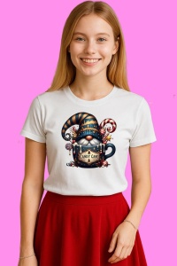 Tricou Gnome In Cana Candy Cane, din bumbac 100%, tricou alb, Copii | Dama | Barbat - Img 3