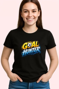 Tricou Goal Hunter Text 3D Galben Albastru V2, din bumbac 100%, tricou negru Copii | Dama | Barbat - Img 3